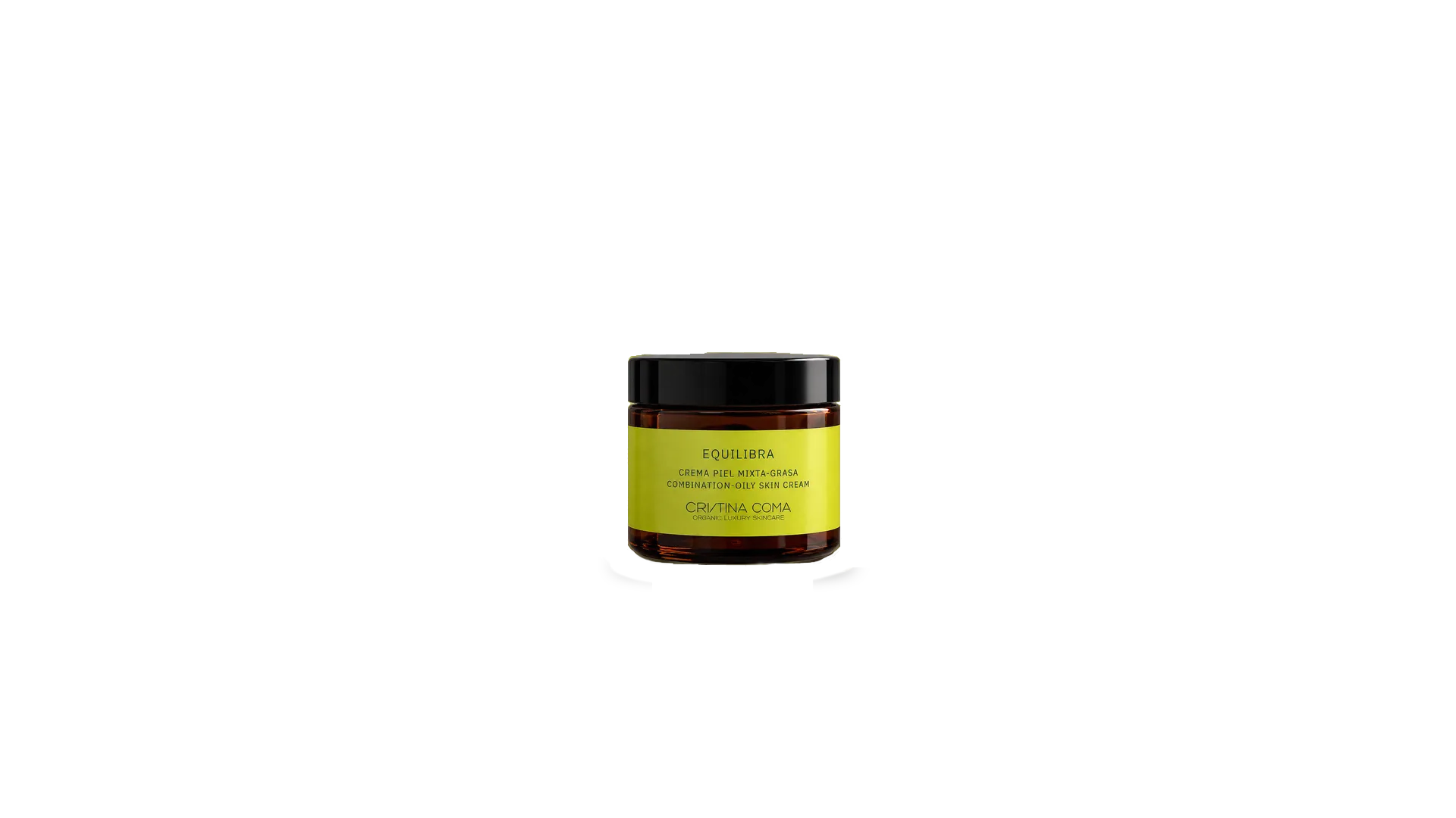 Equilibra, crema para piel mixta y grasa de Cristina Coma, sobre roca cubierta de musgo